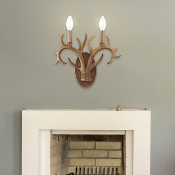 Oakley 13.25" 2-Light Southwestern Bohemian Resin/Iron Faux Antler LED Sconce - JONATHAN Y